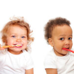 Kids brushing their teeth